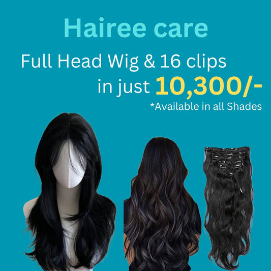 Deal Full Head Wig & 16 Clip ins - Premium  from Hairee - Just Rs.10300! Shop now at Hairee